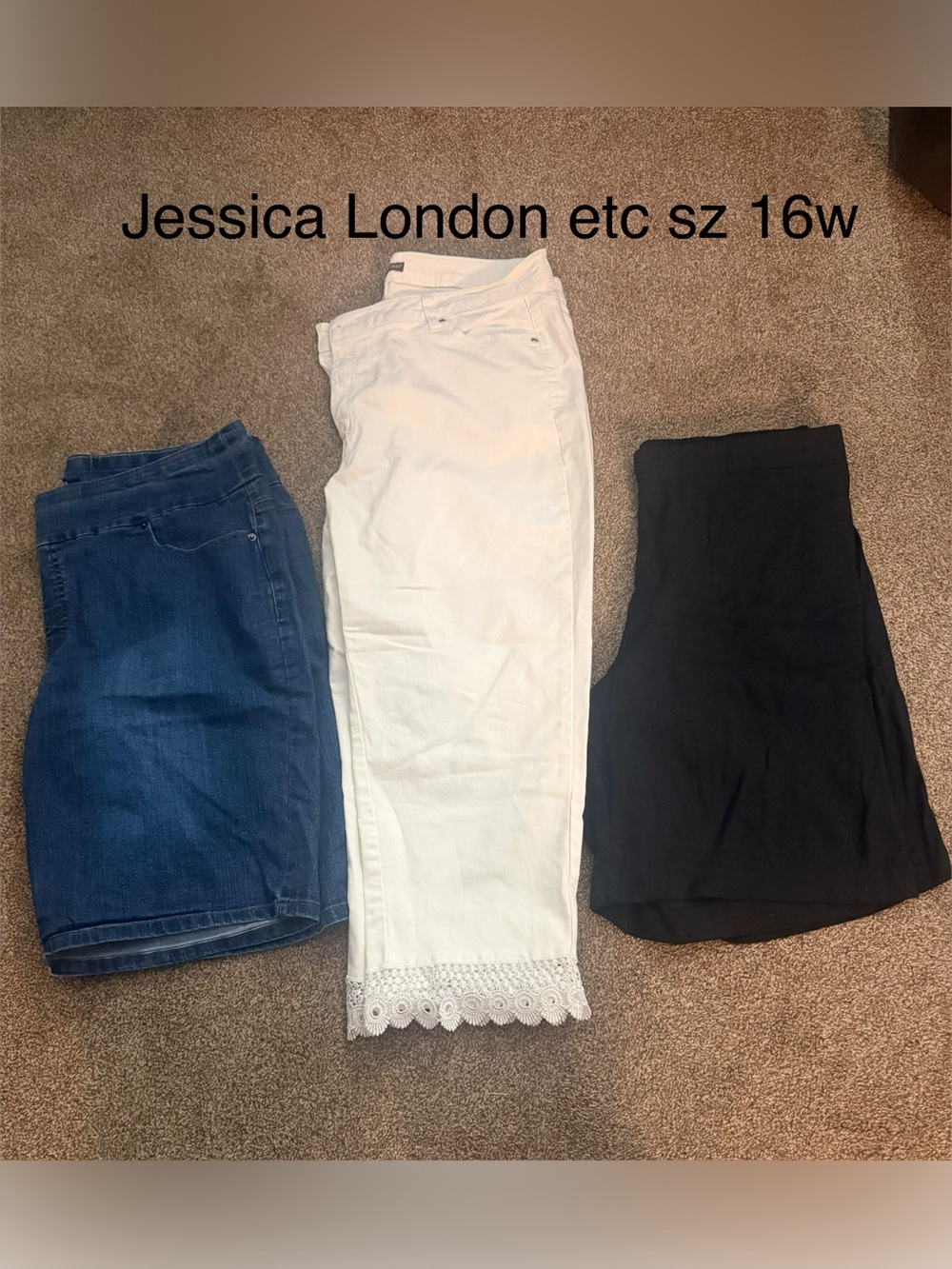 Jessica London White Cropped Jeans with Lace Hem etc all sz 16w